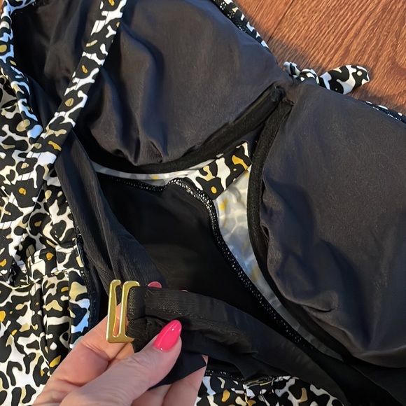 Plus animal / cheetah print swimsuit dress underwire removable pad bra attach 22 - Picture 8 of 12